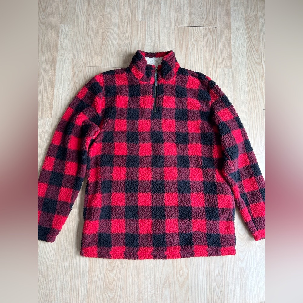 Cabin Fever by Ramatex Men’s Size L Plaid Sherpa Pullover